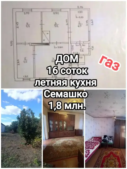 Ппродам
Дом с газом + летняя кухня, 16 соток.
Ориентир – семашко.
Требует вложений, есть частично ма... - фотография