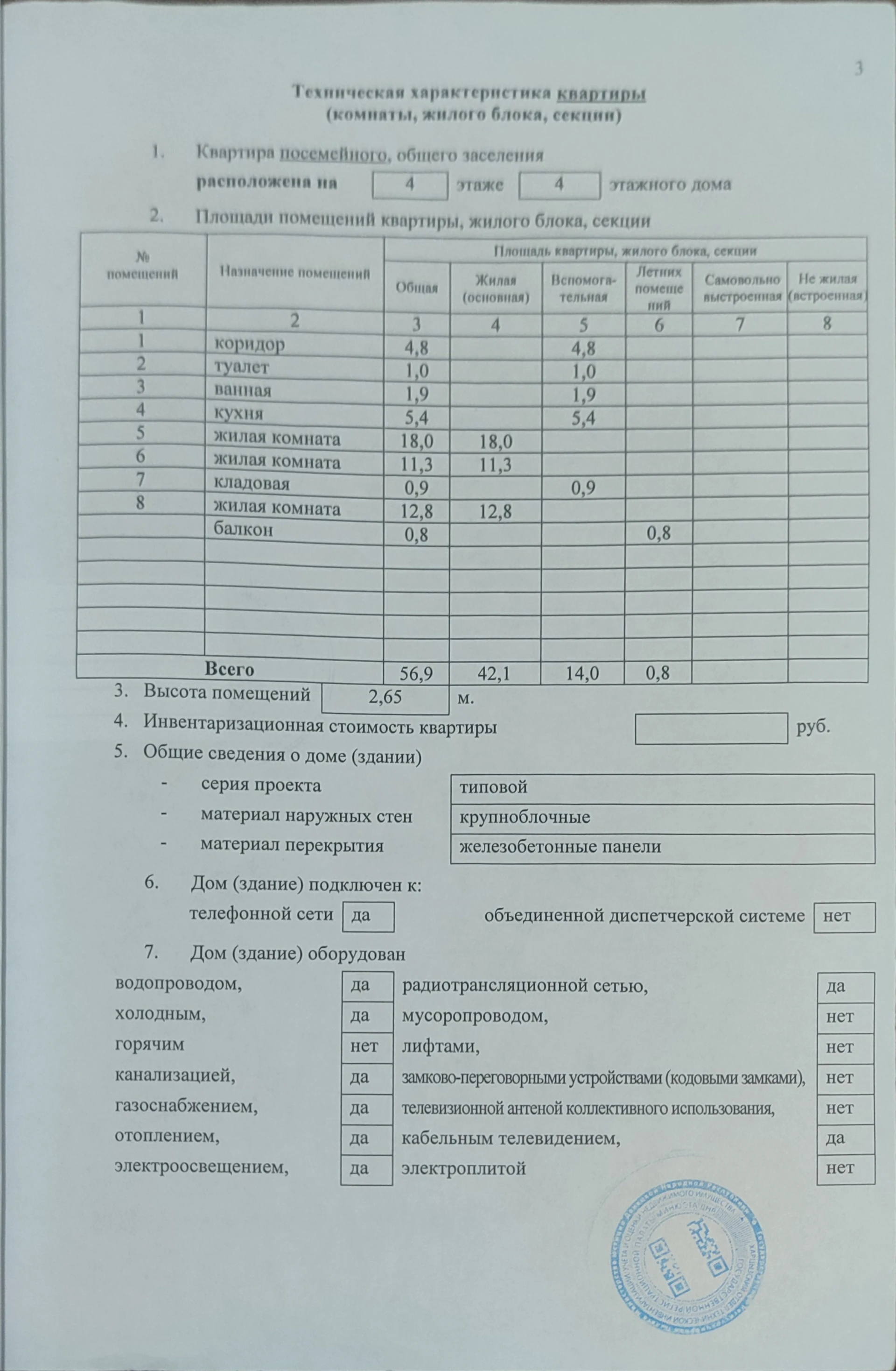 Продается 3-х комнатная квартира 4 эт/4, г. Харцызск, ул. Кутузова д.46, район трест. 3 680 000 руб. Тел 7 949 536 54 98
Документы рф на руках. Один взрослый собственник, долгов и прописанных в квартире нет.
Общая площадь 56,9 м 2, жилая 42,1 м 2
Квартира требует вложений, идеально подойдет под ваш авторский дизайн.
Не угловая. Счетчики на газ, воду, свет. В доме счетчик на отопление.
Зал проходной. Санузел раздельный. В квартире газовая колонка. Вместительная кладовая.
Рядом 5 школа, детский садик, магазины. Недалеко автовокзал, рынок.
Во дворе новая детская площадка.
Весной 2026 г. Произведен ремонт фасада дома, крыши по региональной адресной программе капремонта многоквартирных домов. В подъезде установлены пластиковые окна. - фотография - 3